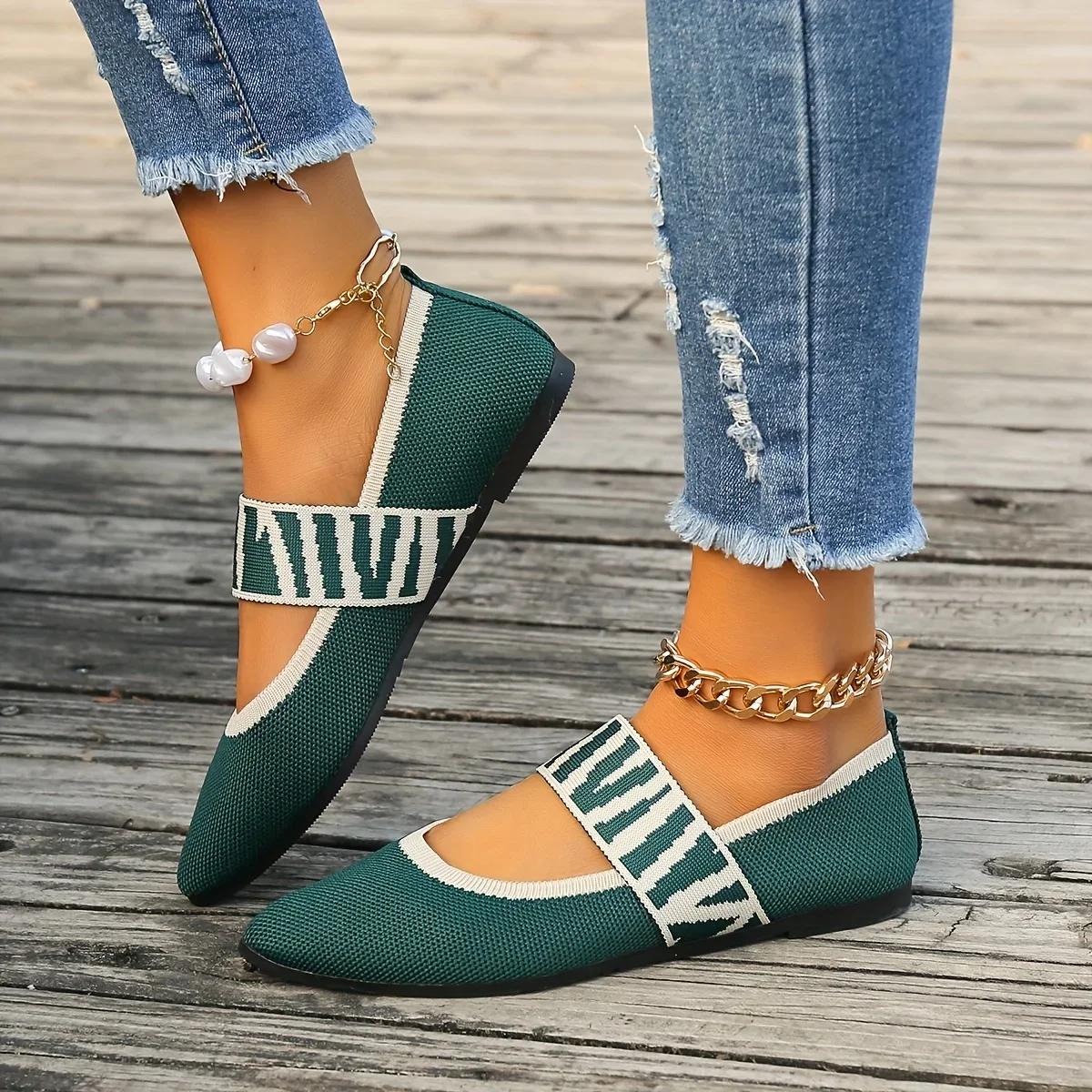 

мода 2024 Лето Новые Слипоны Однотонные Модные Женские Трикотажные Удобные Плоские Острые Носки Женские Туфли Zapatos De Mujer 43 светло-зеленый