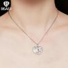 BISAER 925 Silver Mother & Child Pendant Necklaces Heart Charm Adjustable Chain For Women Mother's Day Birthday Jewelry