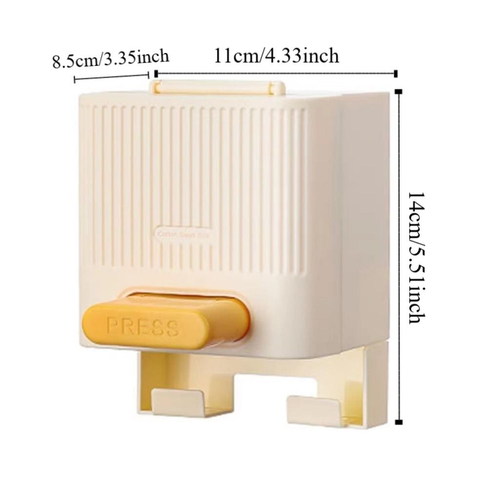 Dustproof Lid Press Cotton Swab Box Wall-mounted Press Type Cotton Swab Container Space-saving Easy Installation