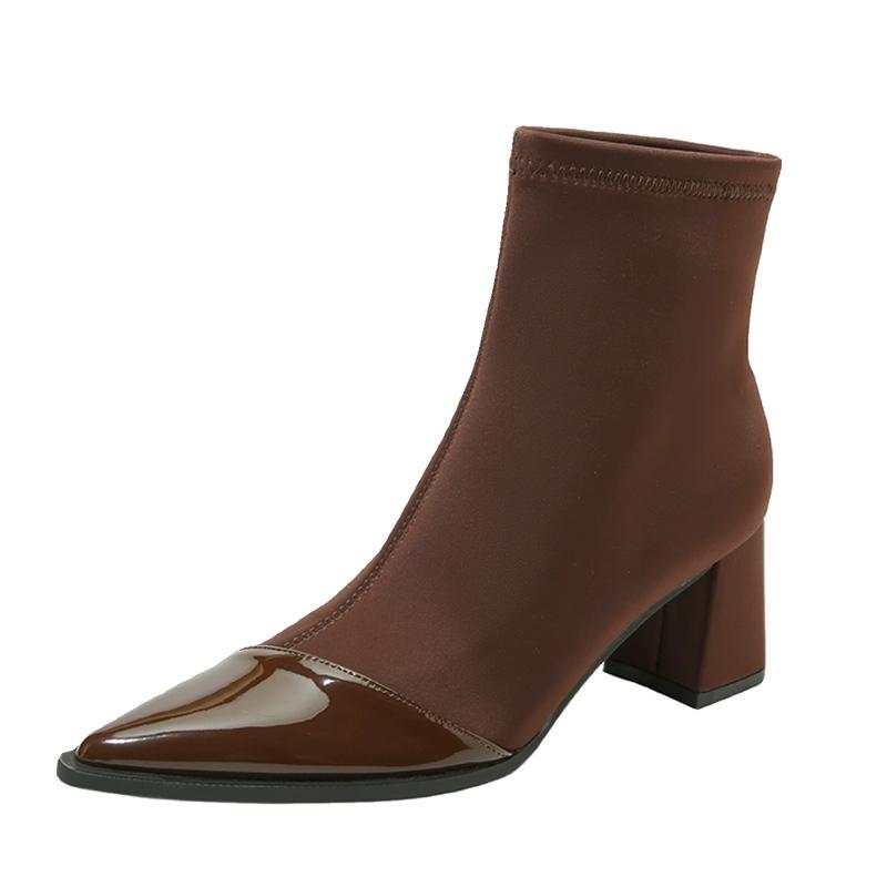 Pointed Toe Women Snow Ankle Boots High Heels Sexy Shoes Chunky Designer Chelsea Boots Winter New 2024 Trend Goth Botas De Mujer