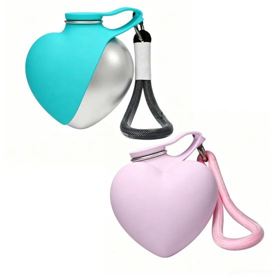 2-in-1 Dog Water Bottle, Portable Pet Water Bottle with Bowl, 10oz Stainless Steel Heart Dog Water Ball, Dog Water Dispenser for Small Dogs Puppies