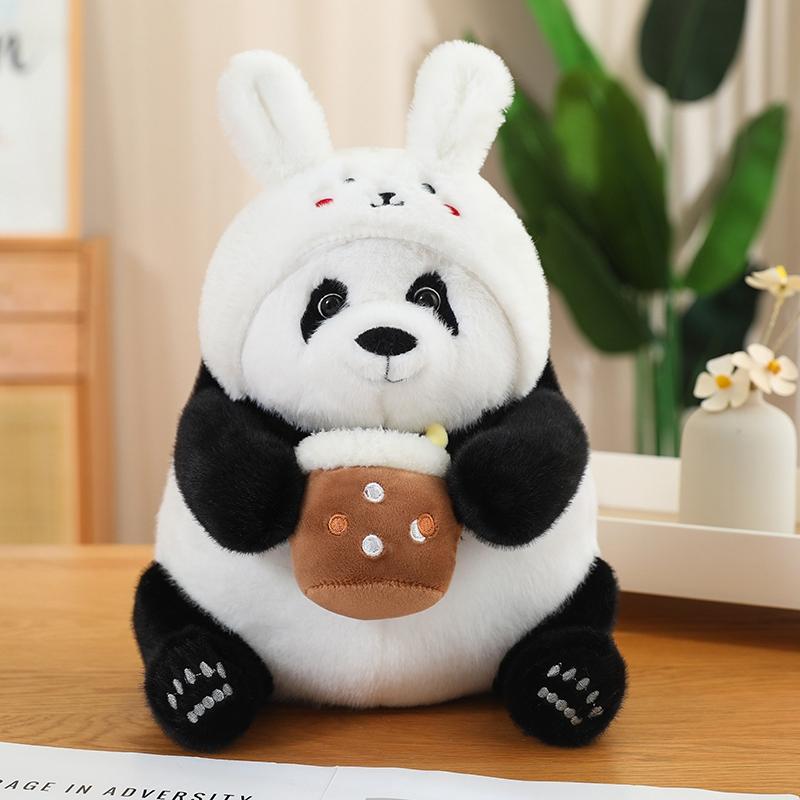 Kawaii Simulation Cosplay Panda Dragon Bamboo Fruit Black And White Plush Dolls Decorate The Bedroom Fubao Sisters Plush Doll