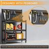 Tool Storage Workbench Rolling Shelving Steel Tool Rack Garage Shelves/ Pegboard