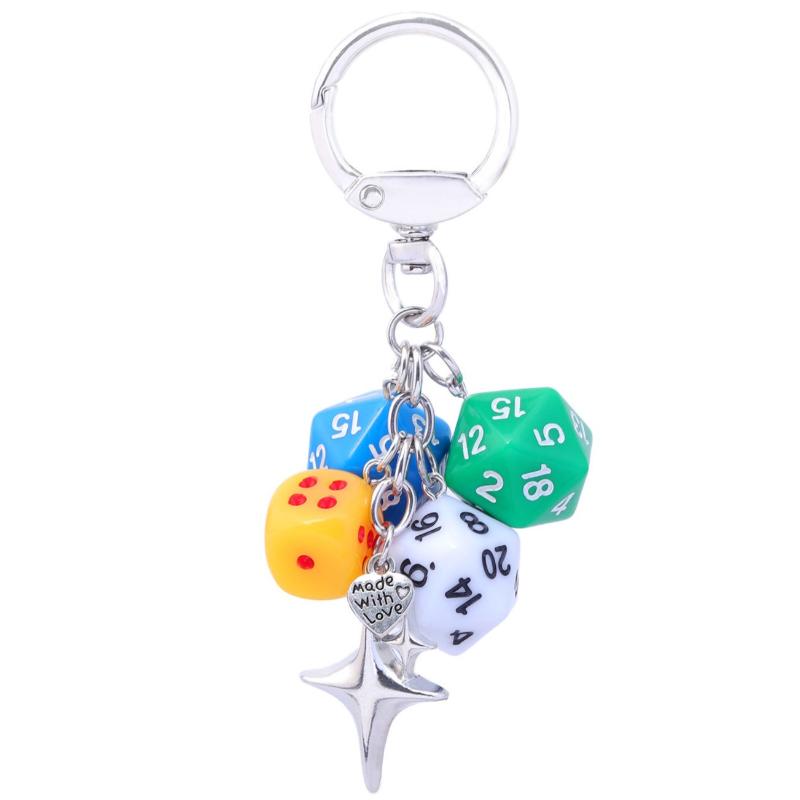 Hiphop Dice Billiards Keychain Y2K Black Dice No. 8 Starburst Pendant Bag Charms Hangings Punk Cool Ornament Accessories