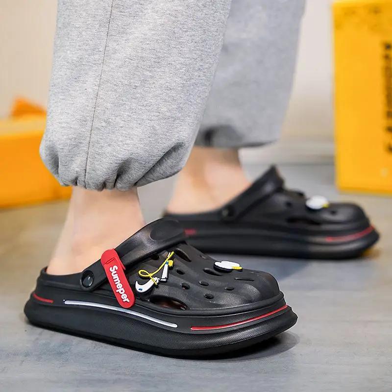 Male Slipper Eva Slides Height Beach Clappers 2024 Casual Men's Shoe Cheap Shoes Korean Style Fashion Elegant Summer Sale Style