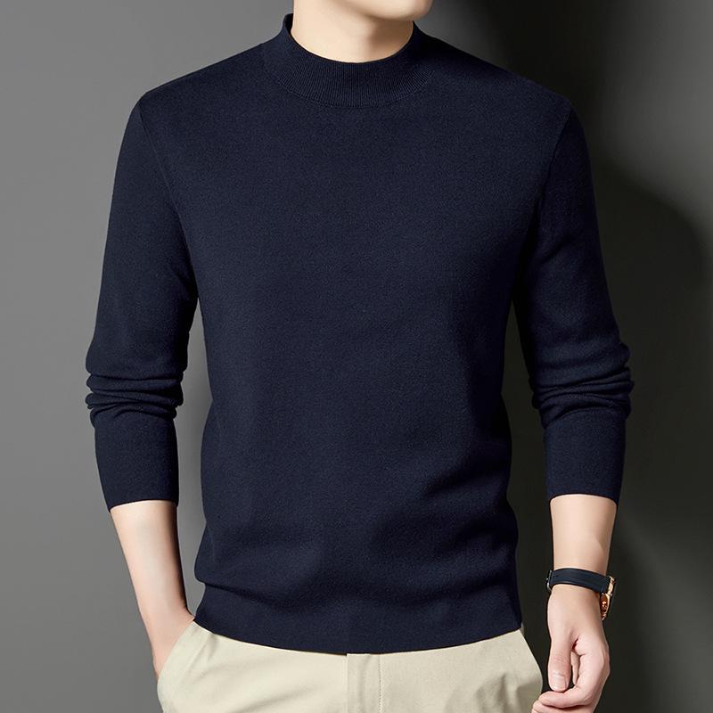 2025 Men's Winter Thickened Sweater: 48ct Fine-Spun, 400g Semi-High Collar, 100% Pure Wool