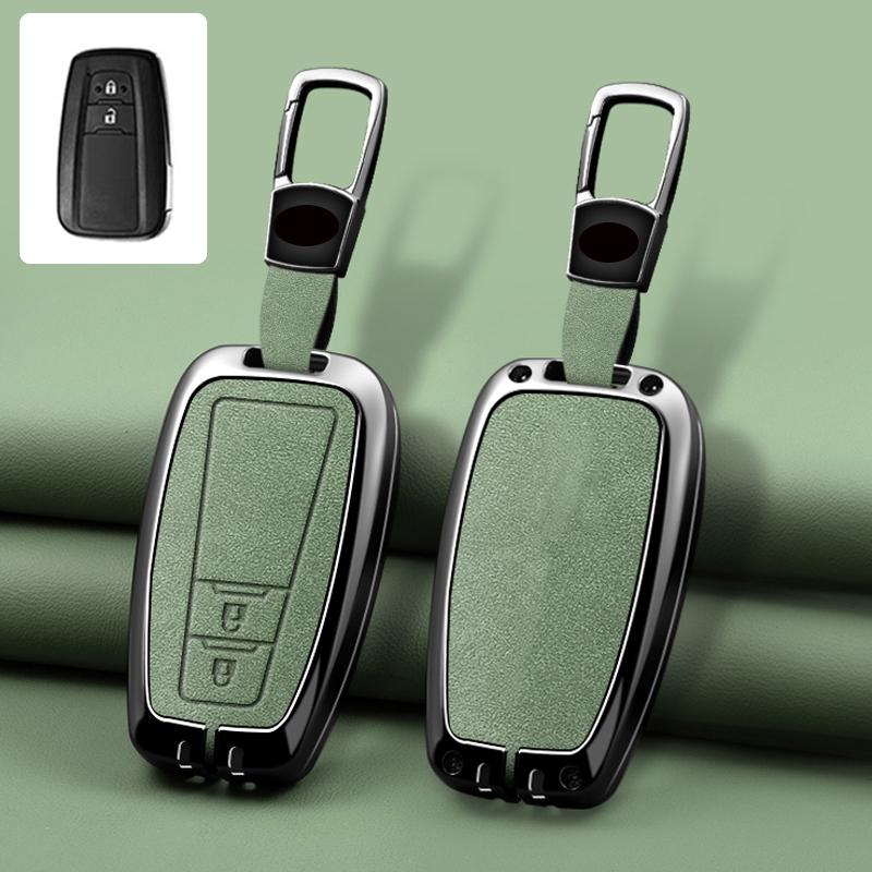 Zinc Alloy Leather Car Key Cover Housing Key Fob For Toyota Prius Camry Corolla C-Hr Chr Rav4 Land Cruiser Prado Key Fob