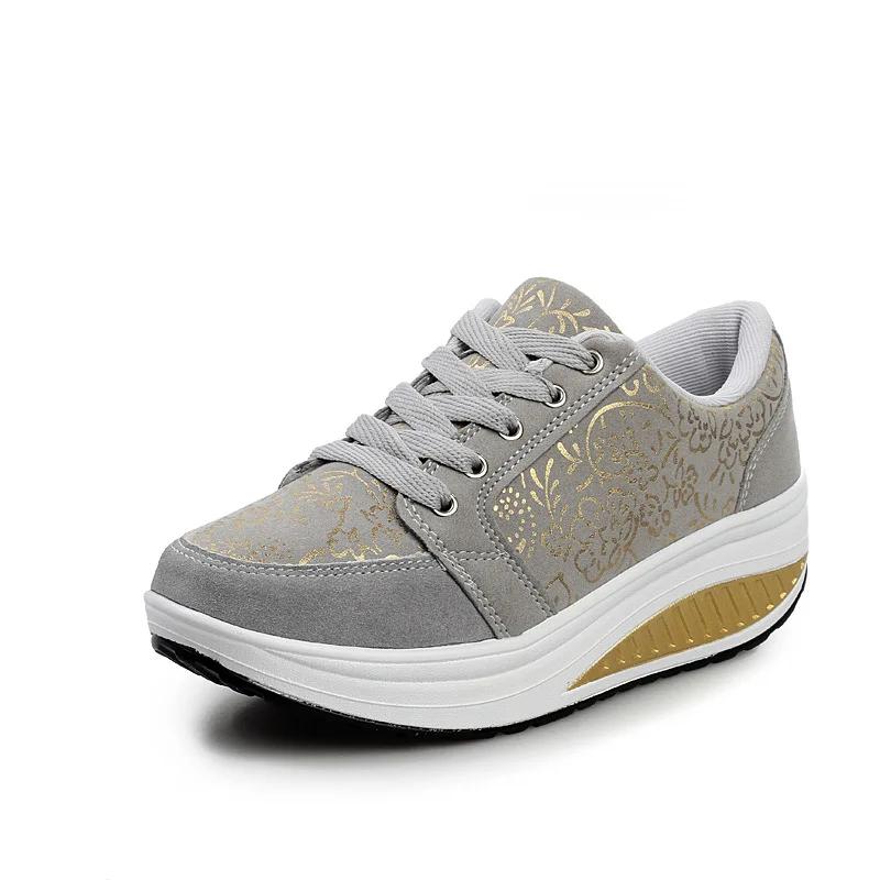 Fashion Fashion Women Platform Sneakers Spring Women Printing Wedges Lace-up Shoes Comfortable Casual Sports Shoes Zapatos Mujer WSH3294