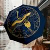 1 Stück Goldener Kranich Wolken Automatischer Faltregenschirm 8 Speichen Eisenrahmen, Geeignet für Reisen, Täglichen Gebrauch, Geburtstag, Geschenk für Frauen & Männer c1231091