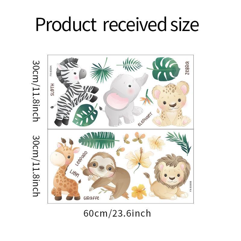 Cartoon Animal Combination Zebra Lion Wall Sticker Kindergarten Children S Bedroom Background Decorative Wall Sticker Customization
