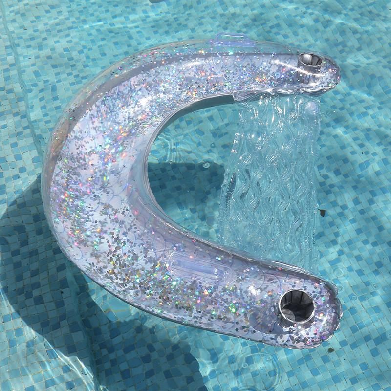 

Взрослое надувное кресло-шезлонг для воды с плавающей спинкой и подстаканником с пайетками