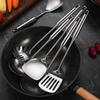 Stainless Steel Kitchenware Set: Stand-up Spatula, Thickened Soup Ladle, Hollow Handle, Integrated Design