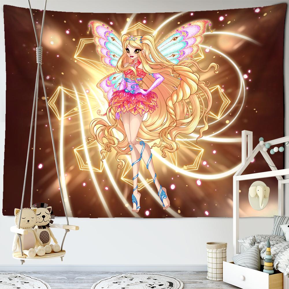 Cartoon Pink Anime Girl Tapestry Boho Kawaii Art Minimalistyczny Wiszący Na Ścianie Pokój Dziecięcy Wystrój Sypialni