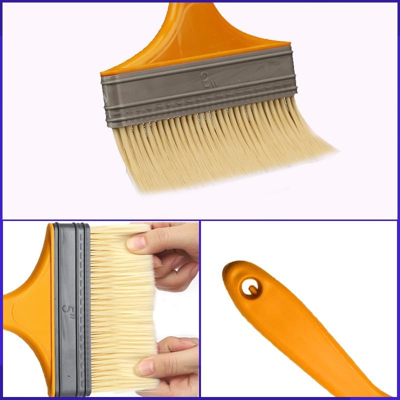 5Pcs Wide Paint Brush, Handle Paint Brushes, Household Thick Heat Resistant Paint Brushes - 5 Inch