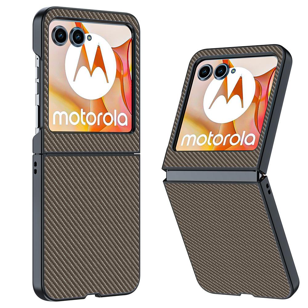 Pouzdro na mobilní telefon Motorola Razr60 proti pádu vzor uhlíkových vláken Kevlar kožené pouzdro Razr2025 ochranné pouzdro