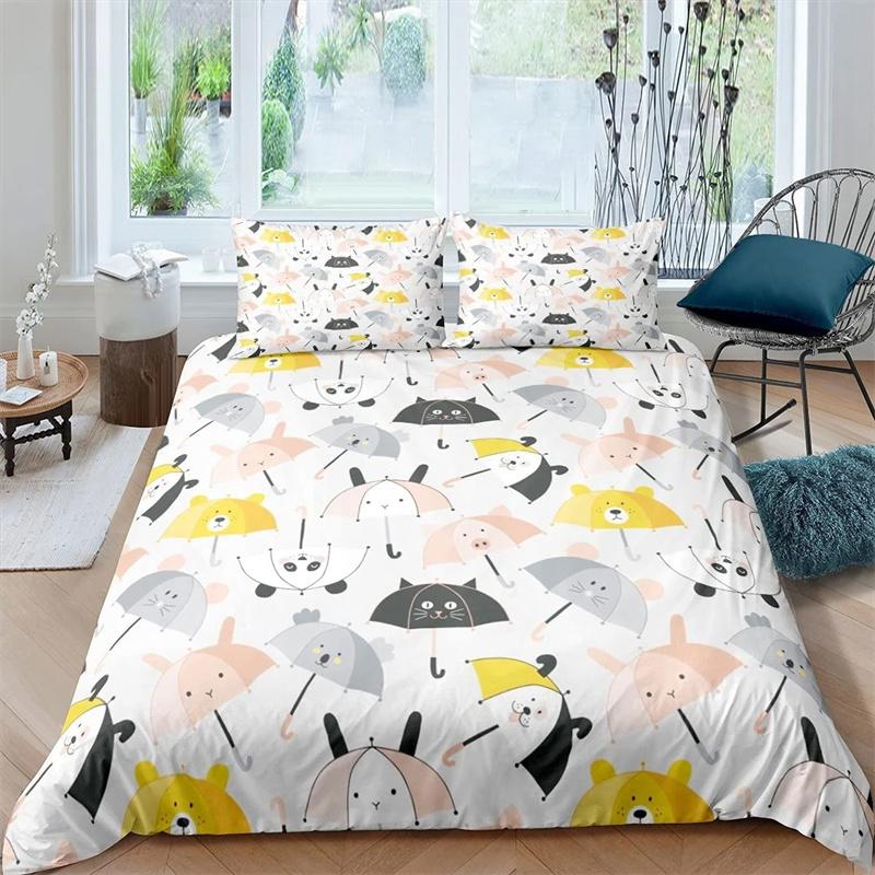 Copripiumino Re Regina Gatto Cartone Animato Colorato Adorabile Set Biancheria da Letto Animale Bambini Animale Domestico Gattino Copripiumino Morbido Poliestere Copripiumino