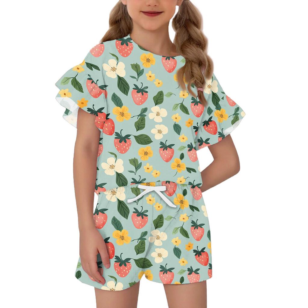 Patriotisches Kinder-Outfit - Kurzarm & Shorts 2-teiliges Set für Mädchen