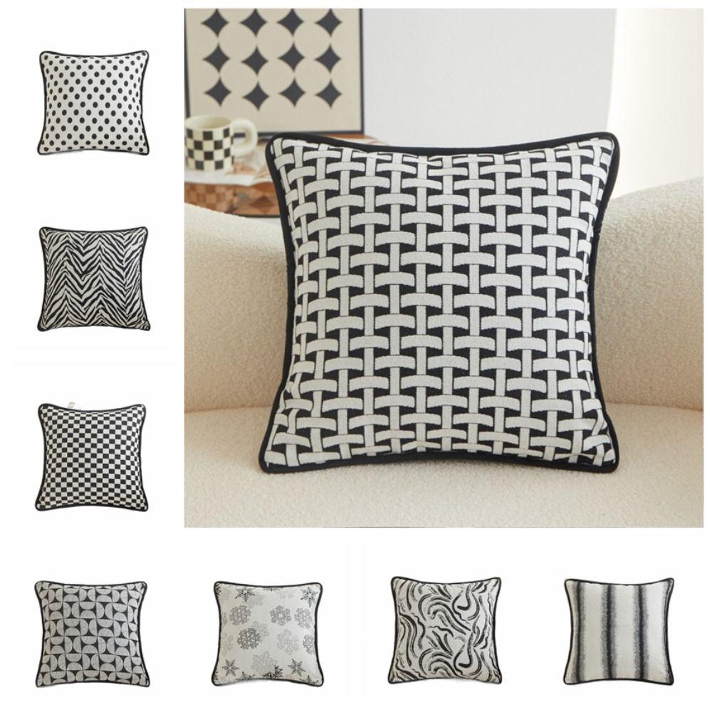 

Чехол на подушку из шенилла, квадратная наволочка, черная, белая, для гостиной/офиса