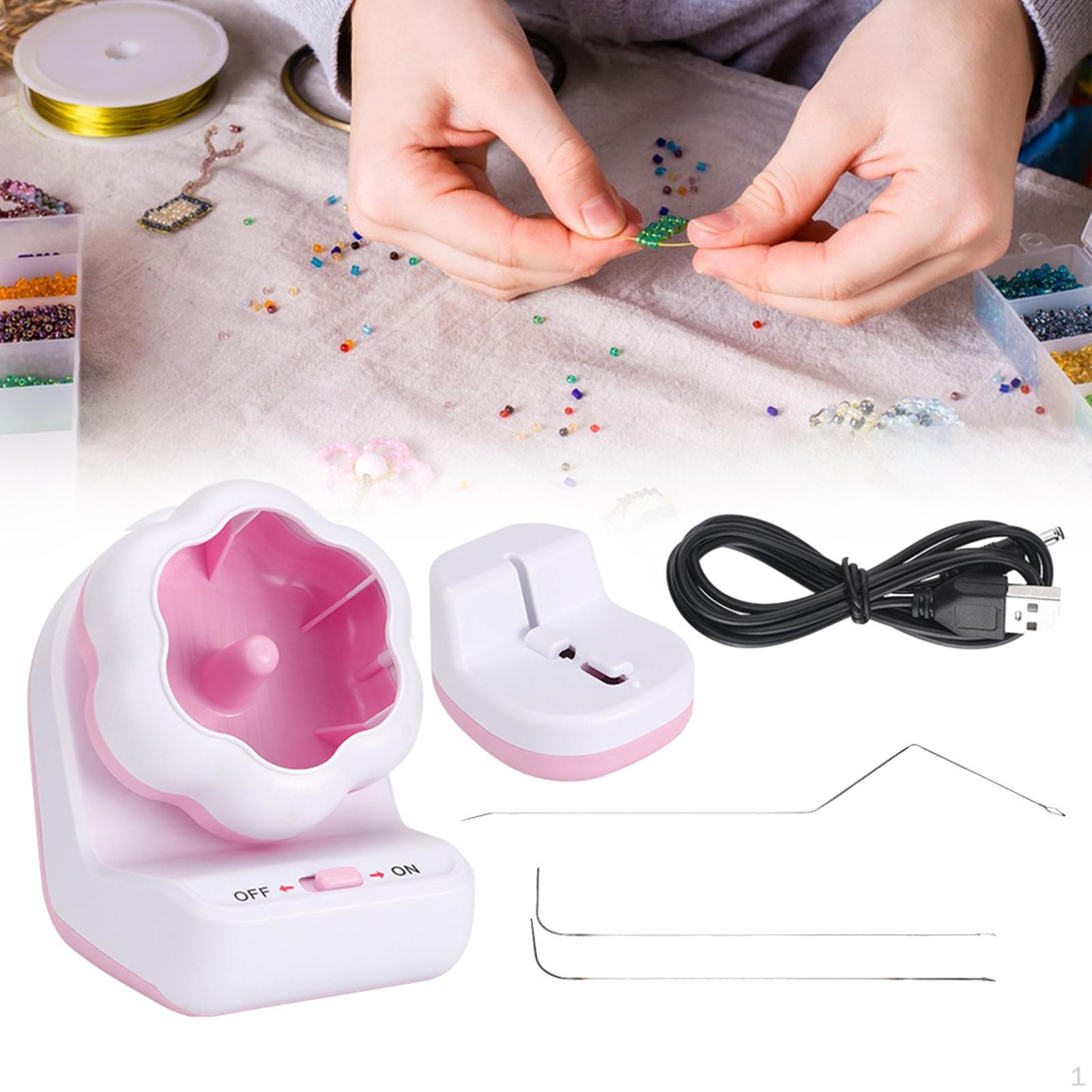 

Электрический счетчик для бисера, чаша, быстрые бусины, практичная машина для бисероплетения, инструмент для быстрого натягивания талии розовый