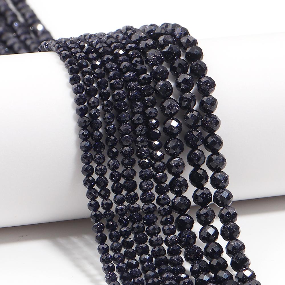 1 Strand 2 3 4mm Natural Blue SandStone Beads Faceted Loose Spacer Beads For Jewelry Making DIY Bracelet Necklace Accessories