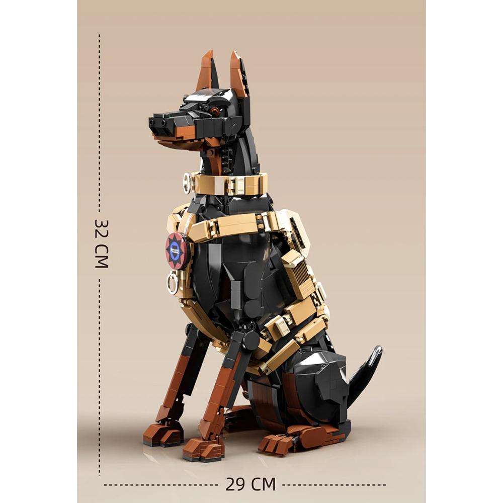 City Police Dog Building Blocks Model Doberman Animals Creative Bricks Toys for Kids Children Adult Gifts Cool Ornament 1300+pcs