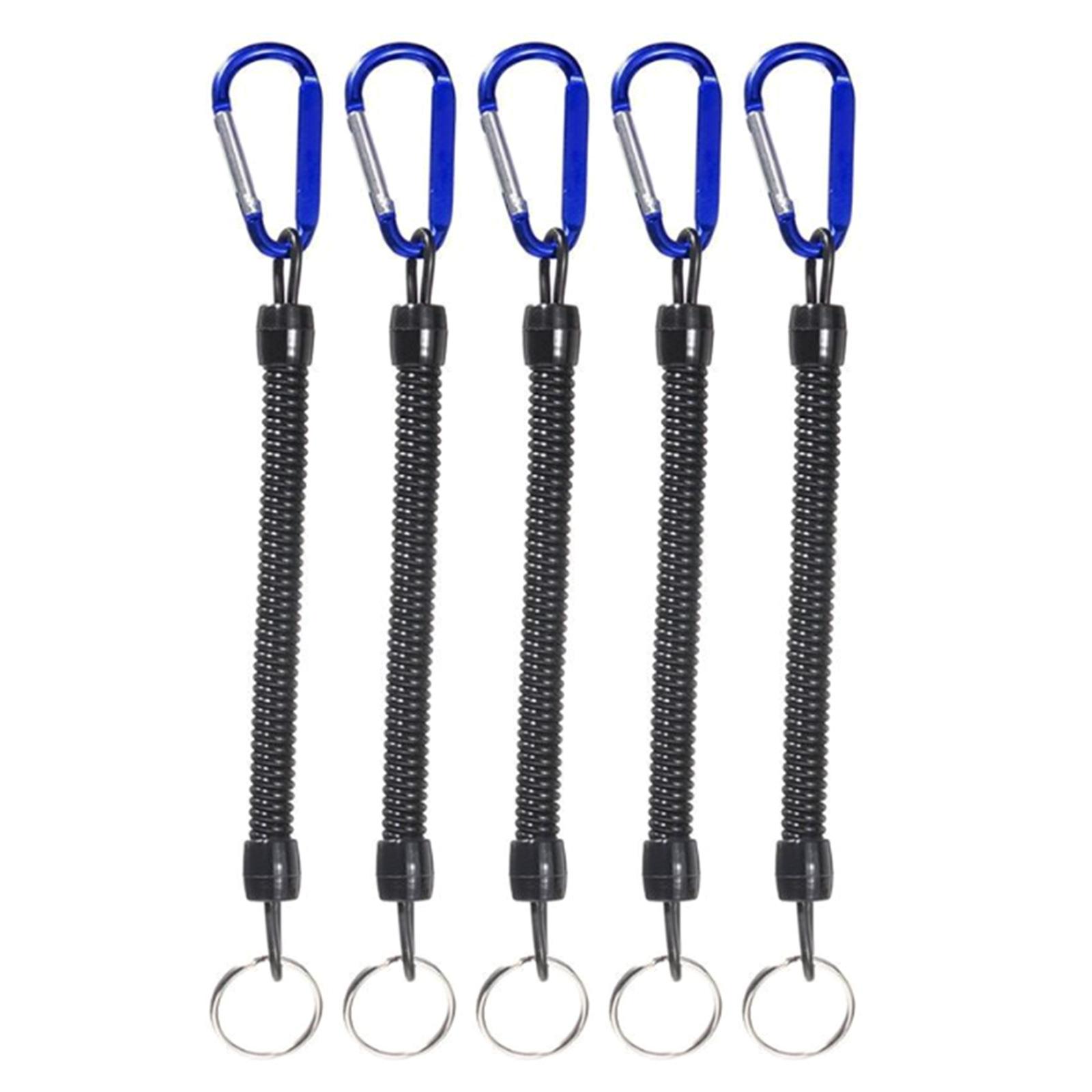 

5Pcs Retractables Coiled Fishing Lanyards with Carabiner Fishing Tool Lanyards Safety Rope Fishing Equipment Part синій