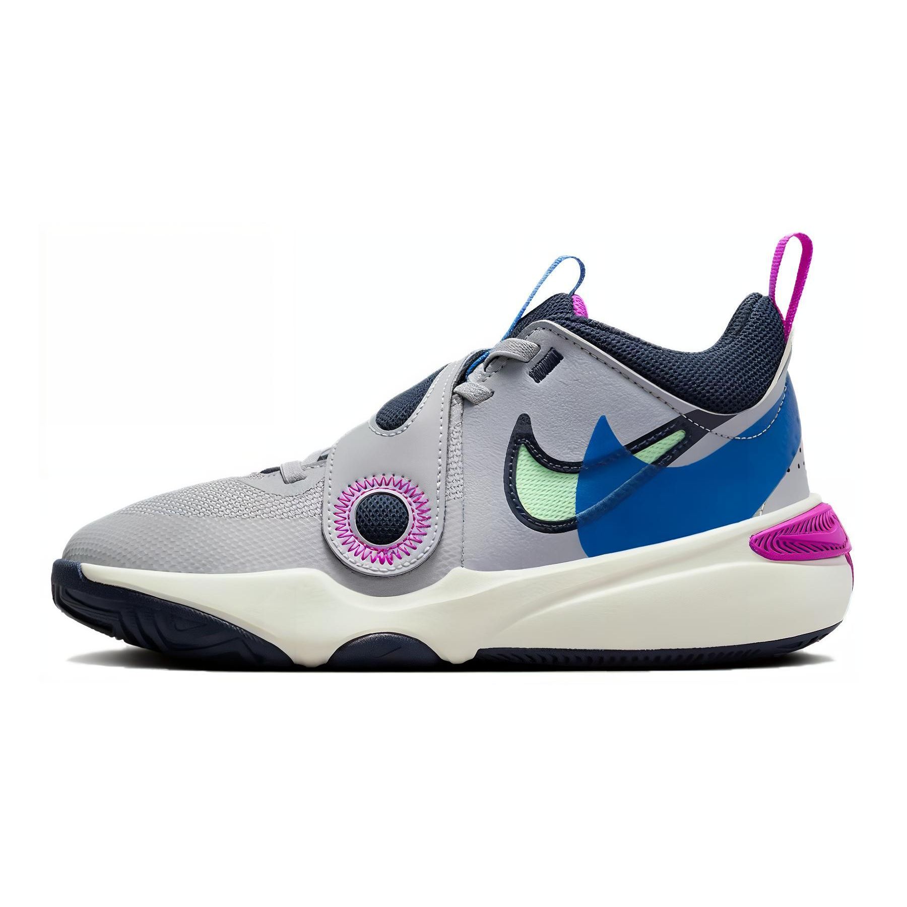 

Nike Team Hustle D 11 GS Удобные Универсальные Нескользящие Амортизирующие Низкие Детские Баскетбольные Кроссовки Детские кроссовки Серо-синие FN5005-001 40