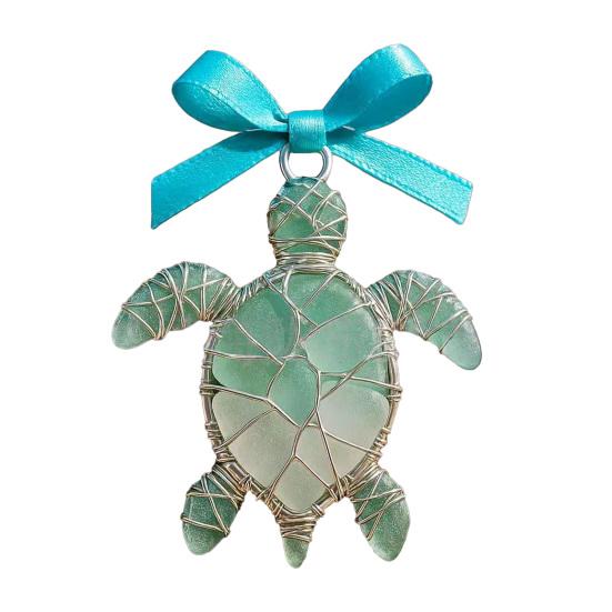 Coastal Christmas Ornaments Ocean Themed Sea Glass Ornaments Acrylic Seahorse Dolphin Turtle Nautical Xmas Tree Ornament for Home Party Decor