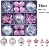 Set of 35 Electroplated Bright Plastic Christmas Ball Ornaments for Window Displays and Decorations