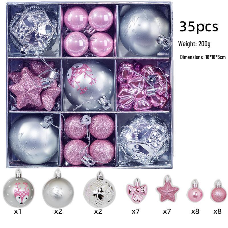 Set of 35 Electroplated Bright Plastic Christmas Ball Ornaments for Window Displays and Decorations