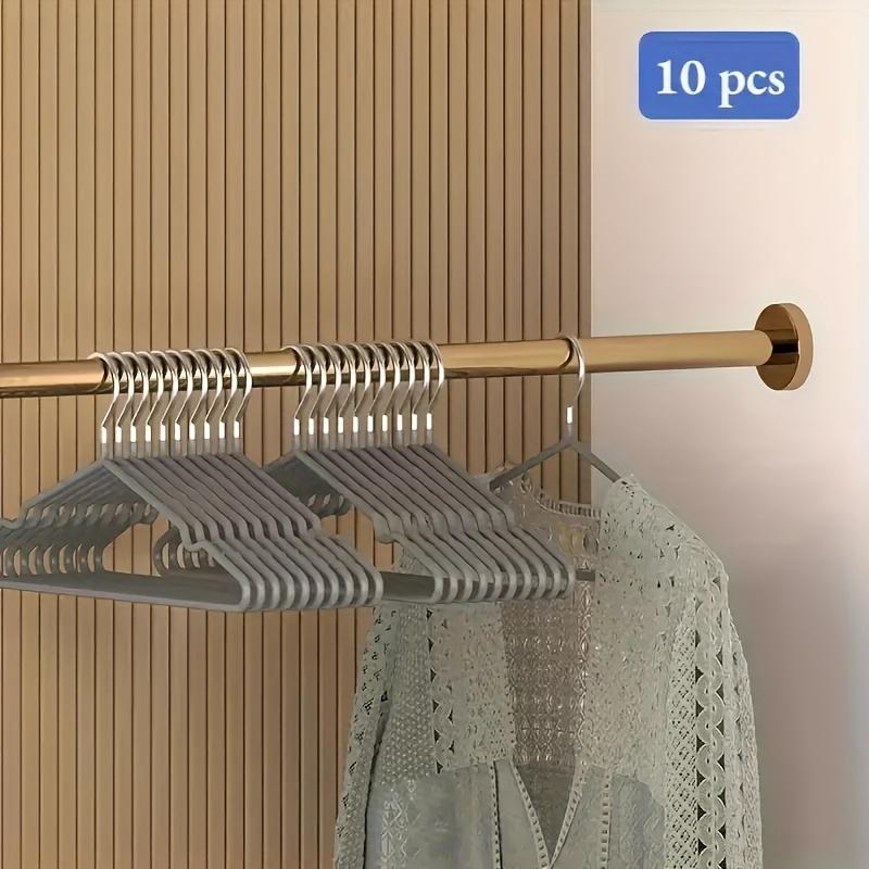 

10 шт. Сверхпрочные нескользящие металлические вешалки с плечевыми выемками, черное напыление - Идеально подходят для эффективной организации шкафа и гардероба 10Pcs Non-slip Hanger серый
