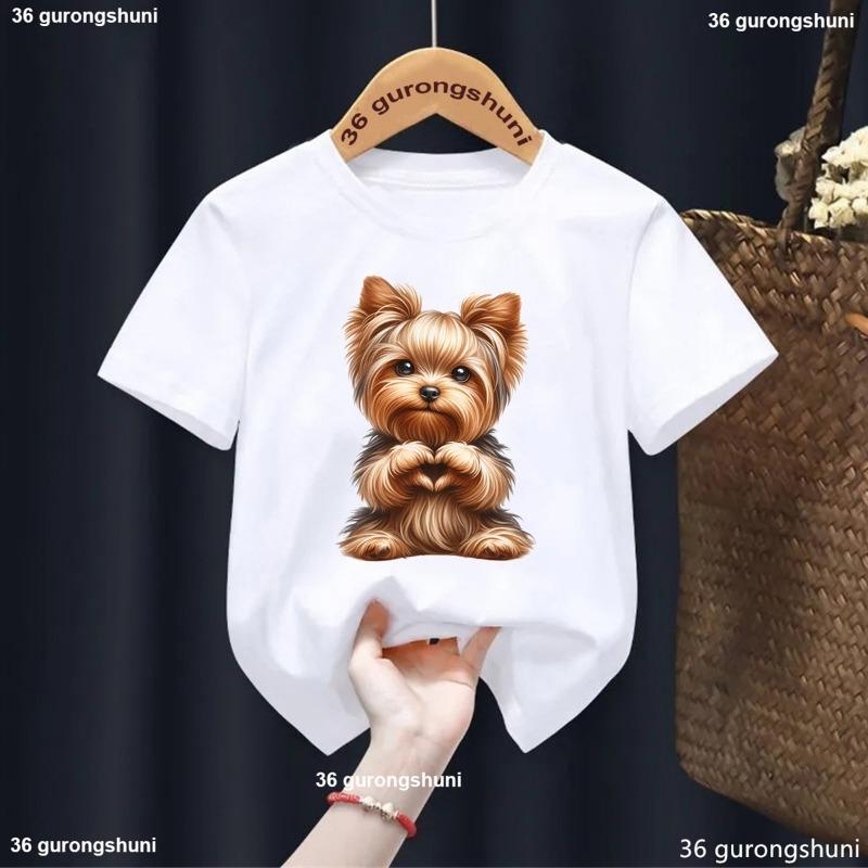 Funny Chien Yorkshire Terrier Print T Shirt Girls Fashion Harajuku Kawaii Clothes Dog Pet T-Shirt Boys Cute Boys/Girls Clothes