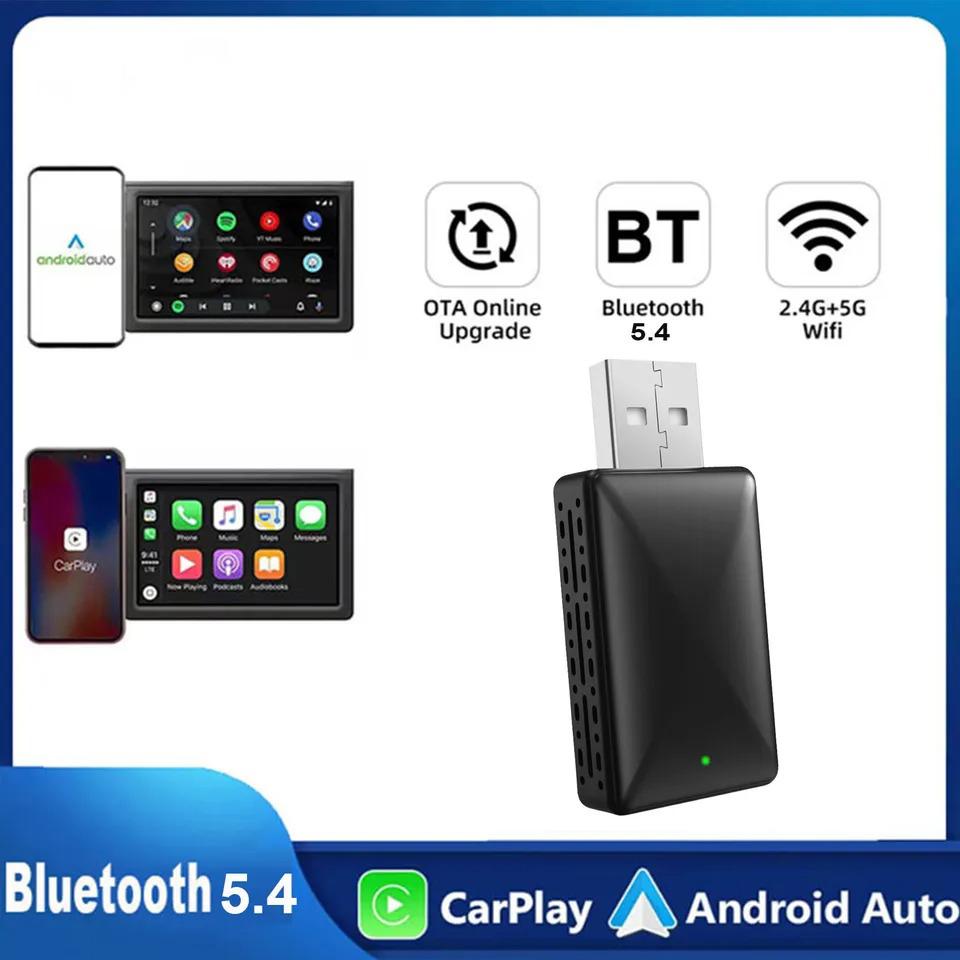 2 In 1 Wired To Wireless Carplay Adapter for IOS Android Wi-Fi 6 Bluetooth 5.4 Auto Smart USB Dongle Plug and Play Carplay Wireless Adapter