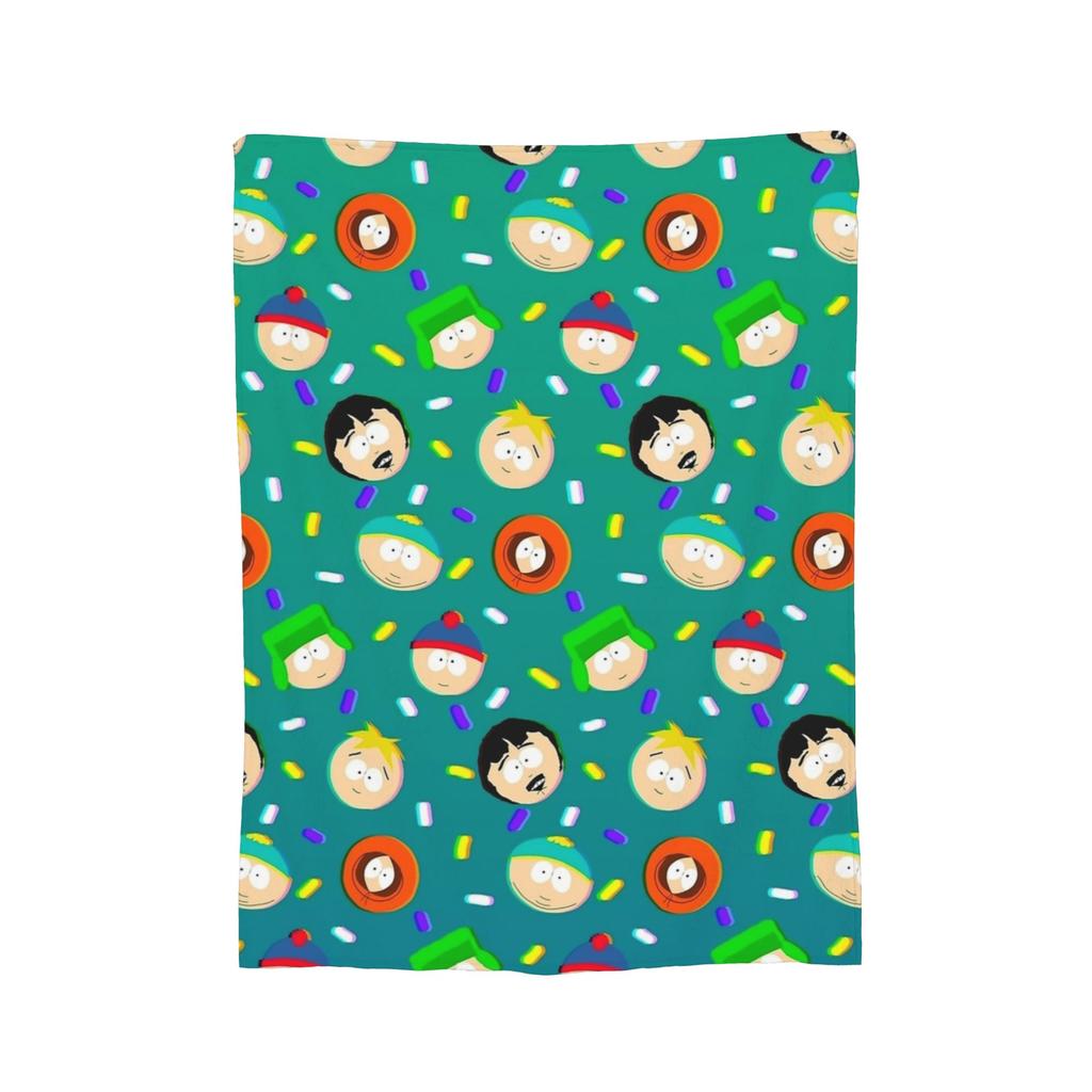 South-Park Pattern Blanket Fleece Autumn/Winter Multi-function Thin Throw Blanket for Bedding Outdoor Bedding Throws