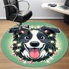 1PC Christmas Dog Office Round Area Rug,  Mat Suitable ForOffice, Under Office Chairs Bedroom Living Room Home Decor, Room Deco