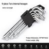 In-Stock 9PC Allen Wrench Set: Flat & Ball Head Torx, Carbon Steel, Galvanized