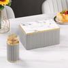 Vertical Pattern Leather Tissue Box Light Luxury Ornament Napkin Holder High-end European Style Paper Storage Container Hotel
