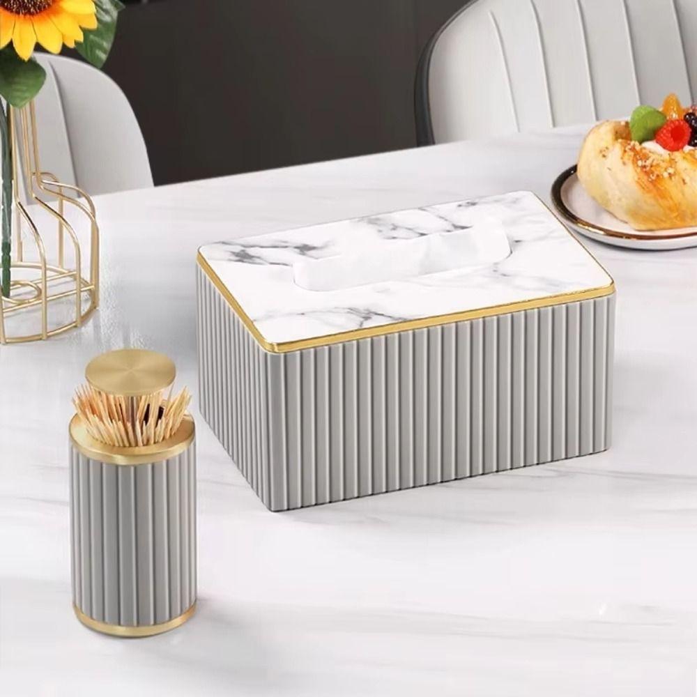 Vertical Pattern Leather Tissue Box Light Luxury Ornament Napkin Holder High-end European Style Paper Storage Container Hotel