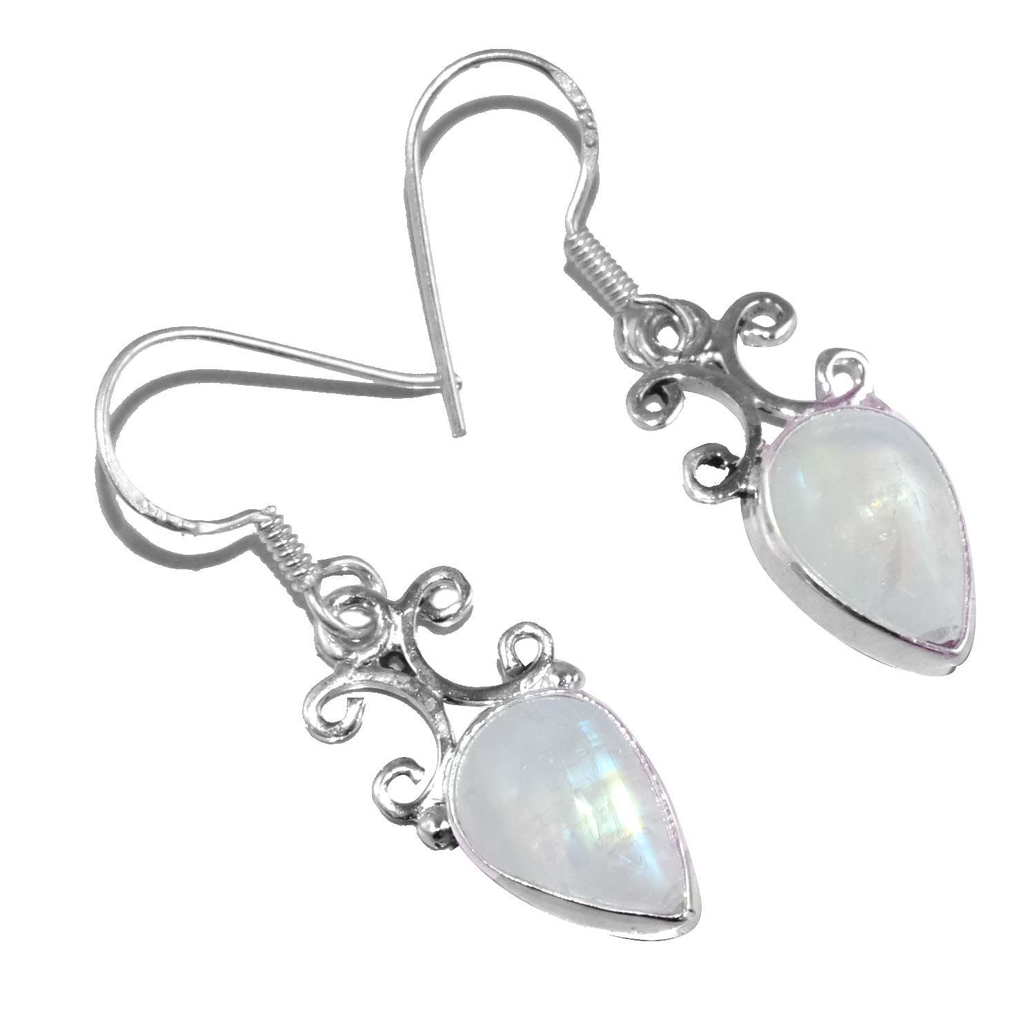 

Серьги с радужным лунным камнем, твердые серьги из стерлингового серебра 925 пробы, серьги ручной работы, ювелирные изделия, подарок для женщин и девочек, E-1651