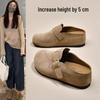 Women's Khaki Closed-Toe Thick-Soled Birkenstock Slippers - Height-Boosting, Ideal for Spring & Autumn