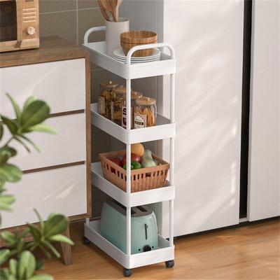 3/4 Tier Slim Narrow Storage Cart Rolling Storage Cart Mobile Shelving Unit Organizer Bathroom Kitchen