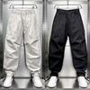 Men's Jogger Pants Drawstring Waist Cargo Pants with Pockets Loose Fit Casual Solid Color Sports Trousers for Street Travel