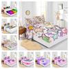 Four-Piece Mattress Set, Rainbow Illustration Butterfly 3D Digital Printing Mattress Protective Cover