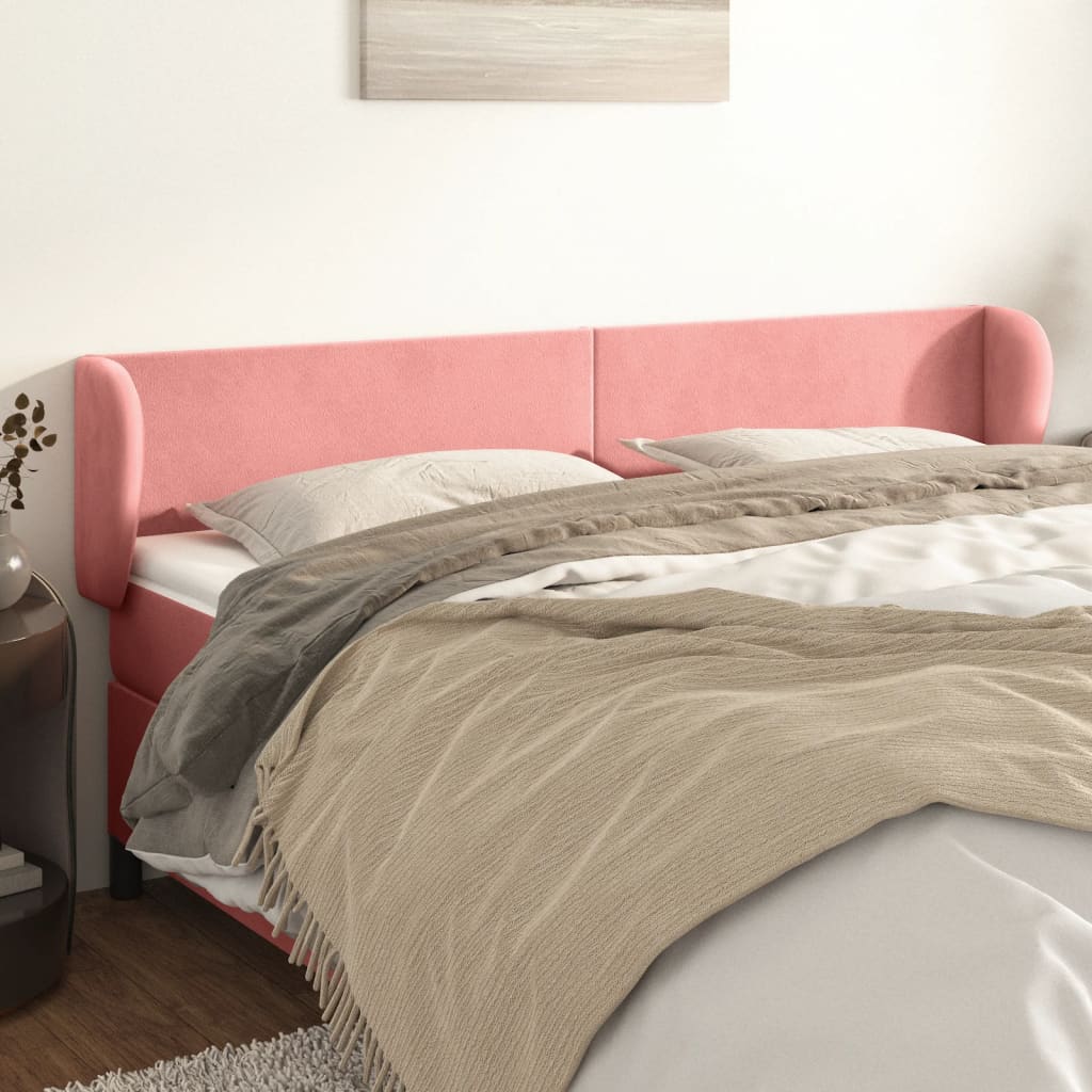 Headboard with Ears Pink 163 X 23 X 78 88 Cm Velvet