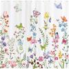 Funnytree 72"x72" Floral Plant Watercolor Flower Butterfly Home Bathtubs Shower Curtain for Bathroom Decor Machine Washable (Hooks Not Included)