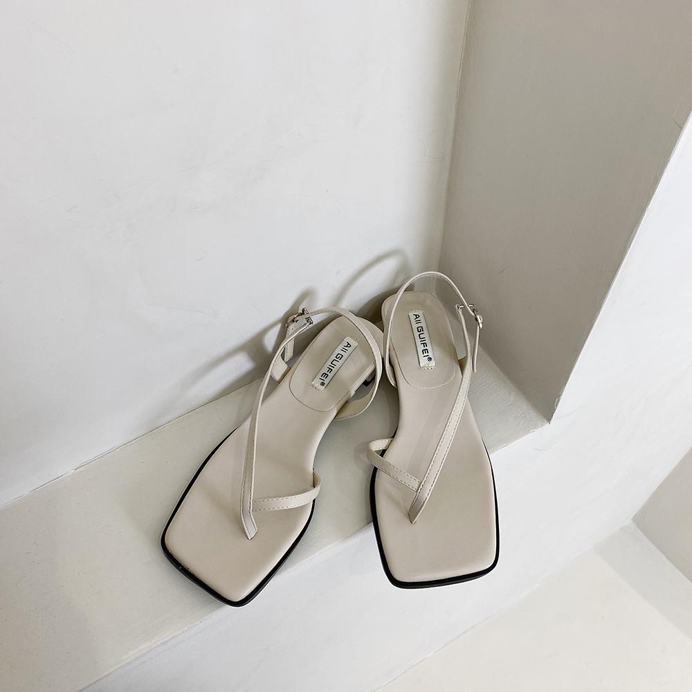 fashion Fashion Women Sandals Clip Toe Party Dress Shoes Woman White Brown Black Summer Ankle Strap Elegant Fashion Low Heels Sandals 40