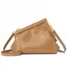 Metal clip bag women's  autumn new European and American retro fashion glossy shoulder crossbody triangle bag