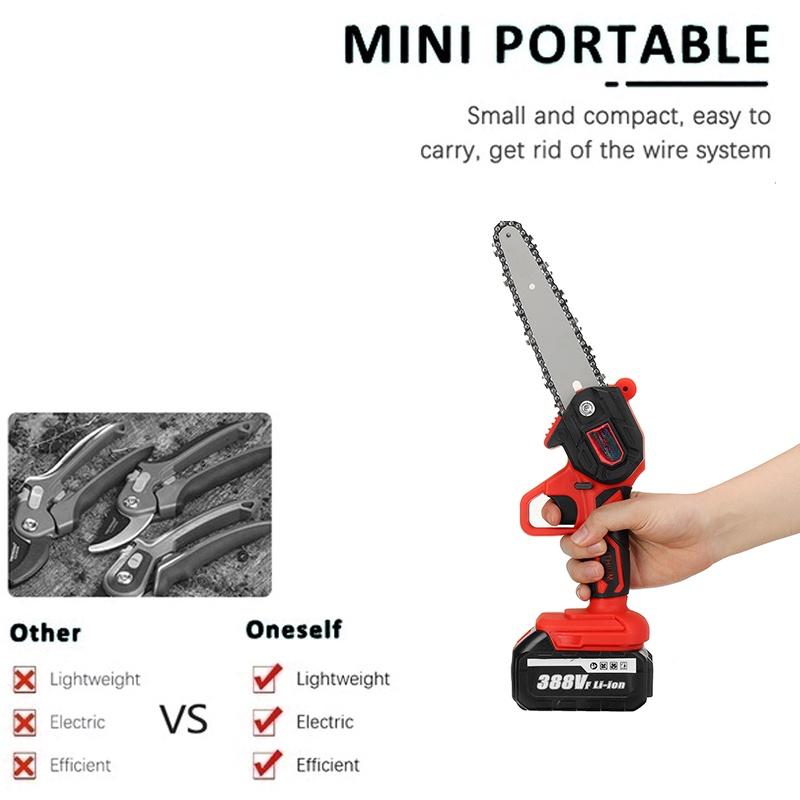 6-calowa 3000W Mini Elektryczna Piła do Przycinania Akumulatorowa Mała Piła Łańcuchowa do Rozłupywania Drewna Narzędzie do Obróbki Drewna do Ogrodu Sadu Klips do Gałęzi