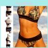 Biquíni Feminino Ms Sugar com Faixas de Bandagem de Cintura Alta em Estiloso Design de Camuflagem para Diversão de Verão
