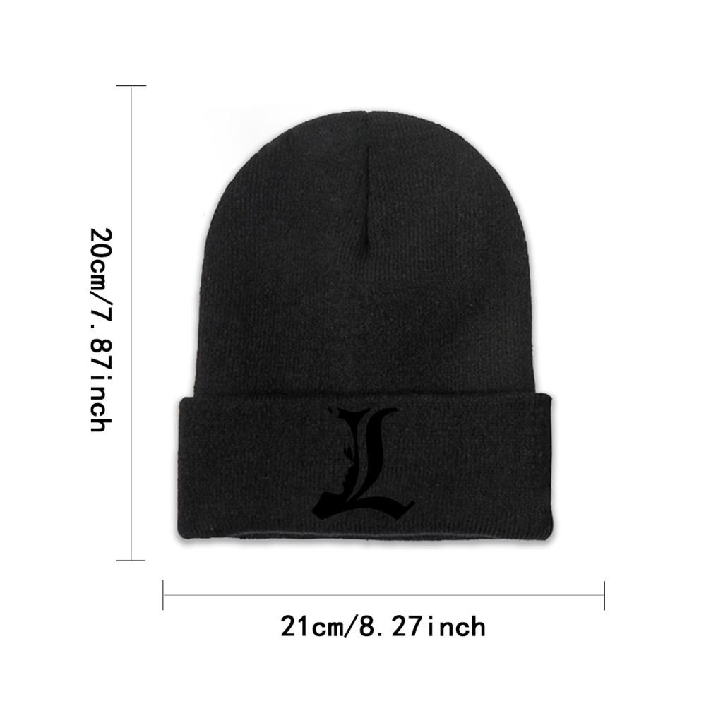 Death Note L Knitted Hat Women's Unisex's Beanies Winter Hats Polyester  Casual Caps